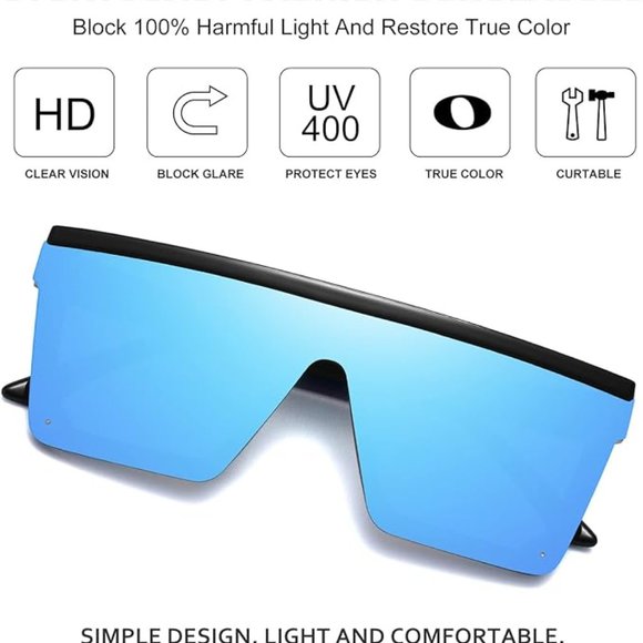 Oversized square blue sunglasses main image 5